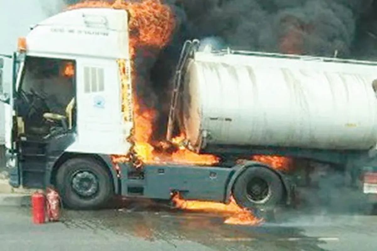 fuel tanker burning
