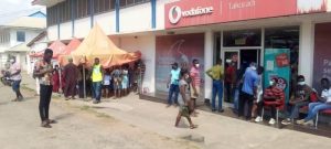 queues at Vodafone office for sim card re-registration