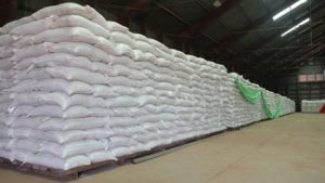 Bagged food in a warehouse