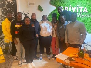 Okudzeto Ablakwa, MP for North Tongu with some Ghanaian students who escaped the Ukraine war to Romania