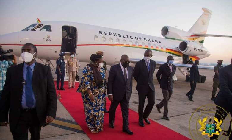 President Akufo-Addo gets down from Ghana's Presidential Jet