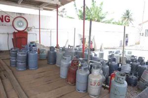 LPG cylinders at a gas station