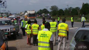 NRSA personnel enforcing road safety protocols on the road