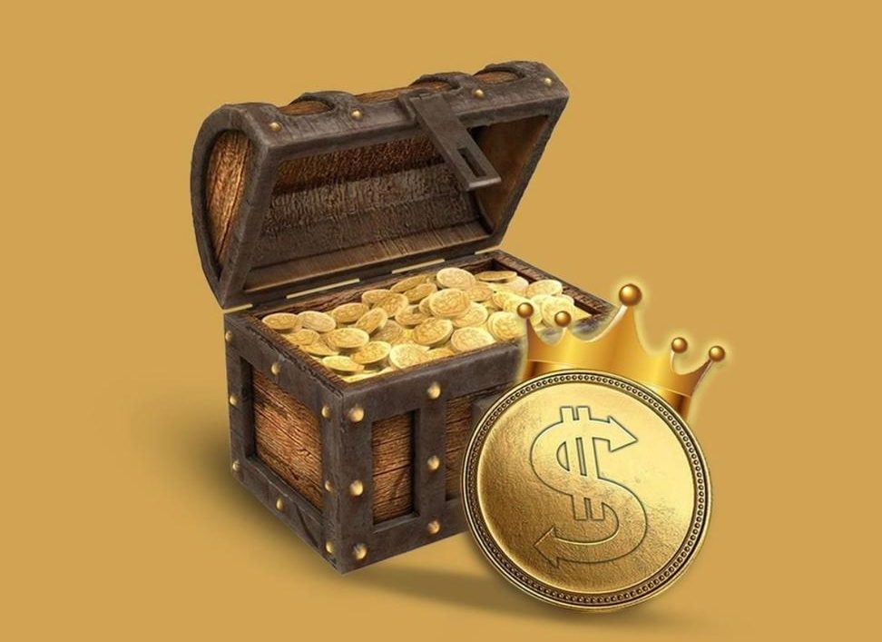 gold coins in a box