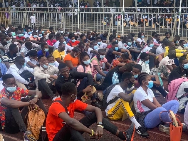 Ghanaian youth turn out to be recruited into one of the military