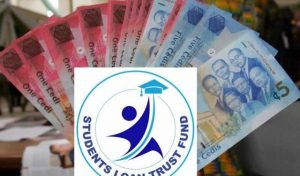 Student Loan Trust Fund logo with Ghana cedis in the background