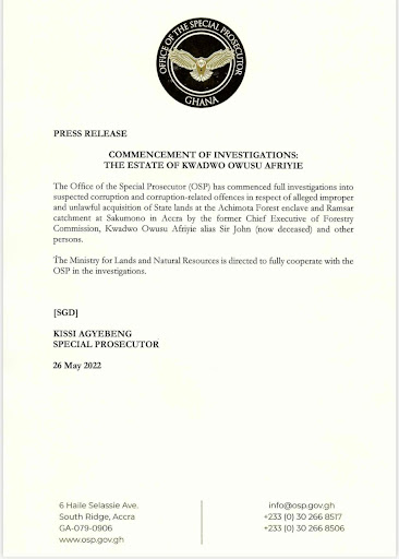 Statement from the Office of the Special Prosecutor