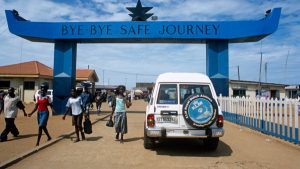 a car crossing the Ghana-Togo border