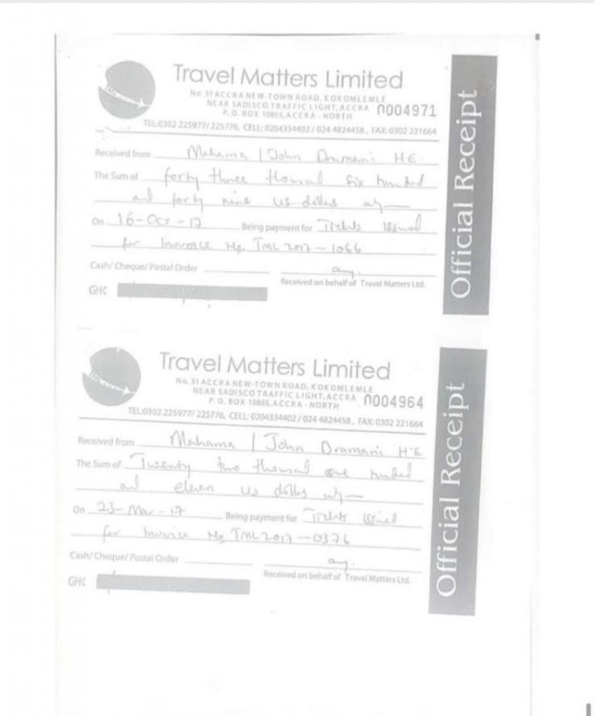 Screenshots of documents releasing vehicles to ex-president Mahama