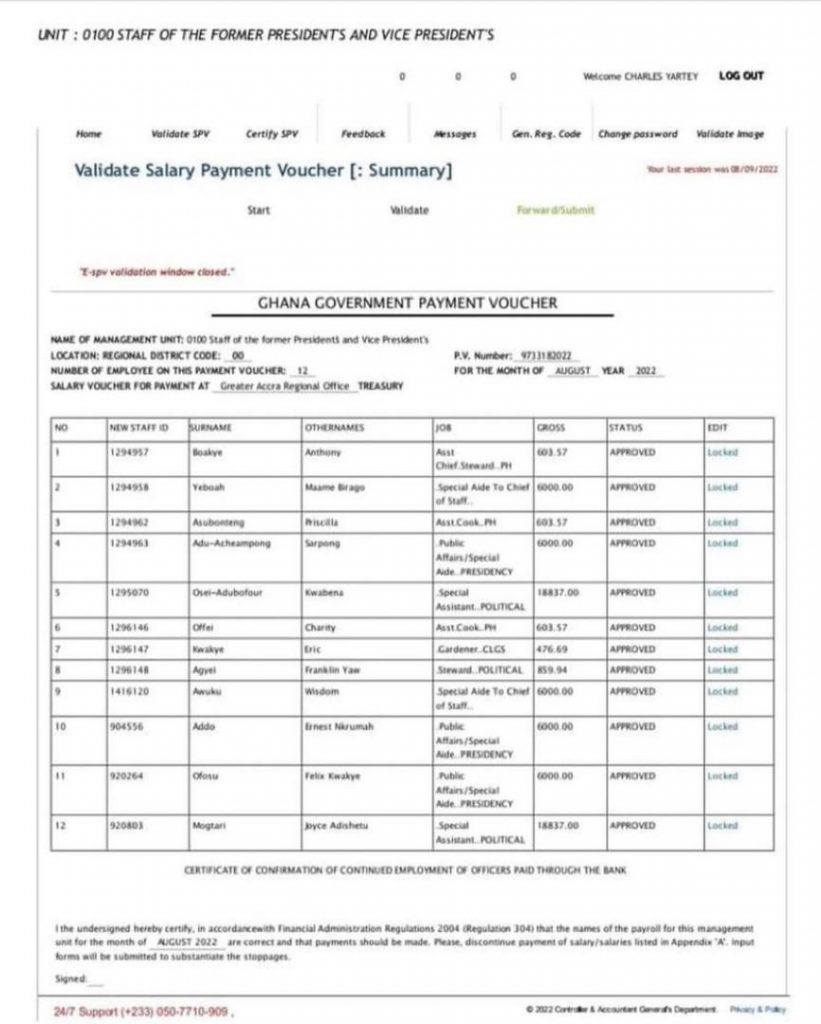 Screenshots of documents releasing vehicles to ex-president Mahama