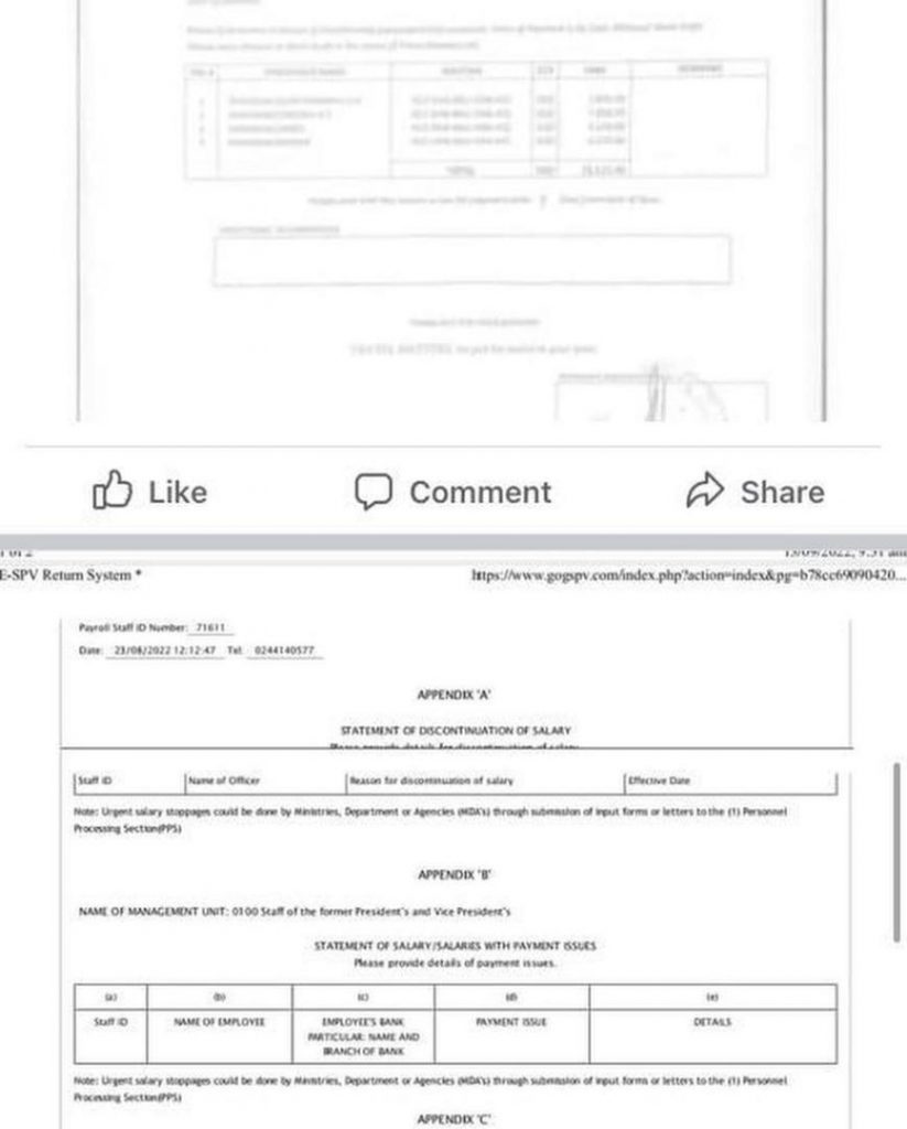 Screenshots of documents releasing vehicles to ex-president Mahama