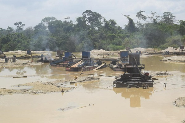 illegal mining equipment in the Bonsa RIver