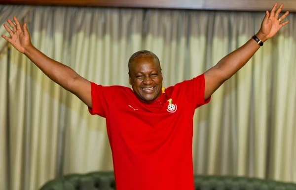John Mahama in Black Stars t-shirt