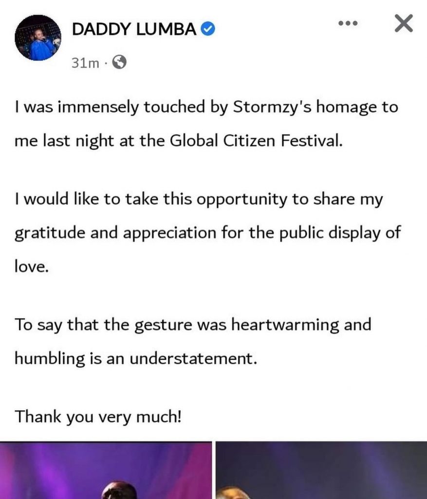 Screenshot of Daddy Lumba's post