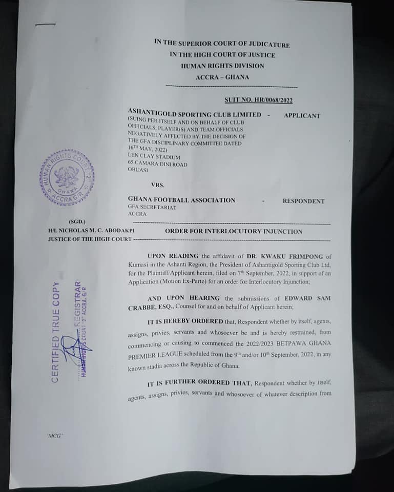 Injunction on GFA