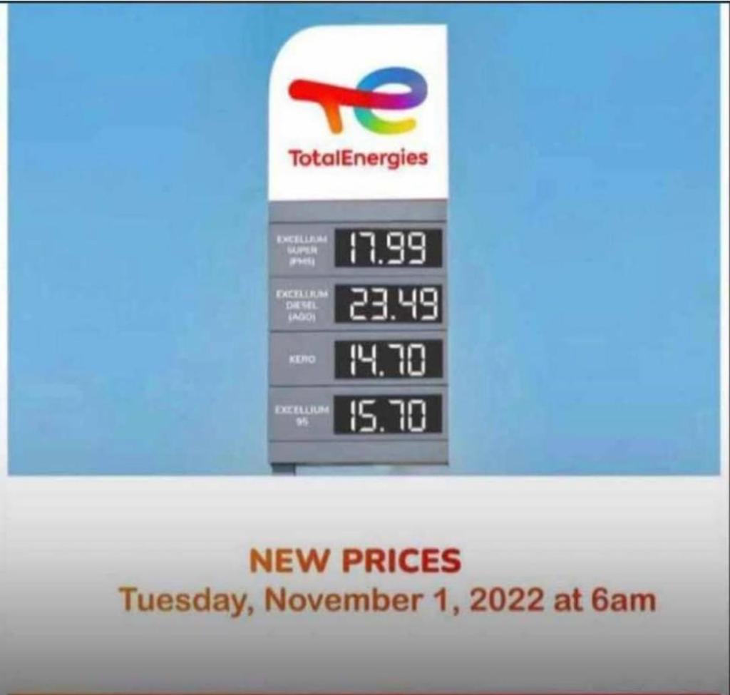 TotalEnergies display new petroleum prices