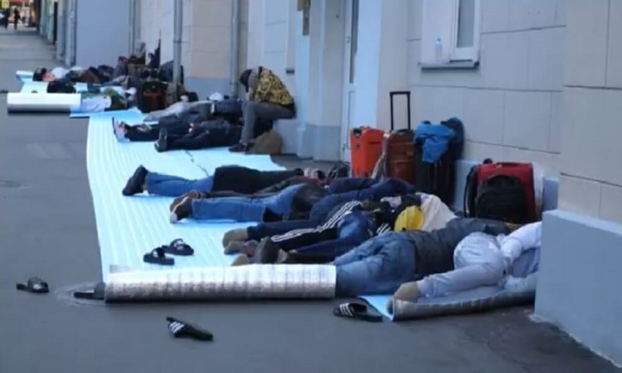 Stranded migrants sleeping in the streets